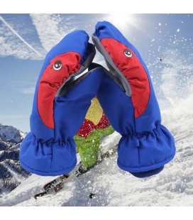 Рукавички дитячі сині з червоним, розмір М