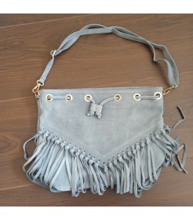 Сумка сіра замшева